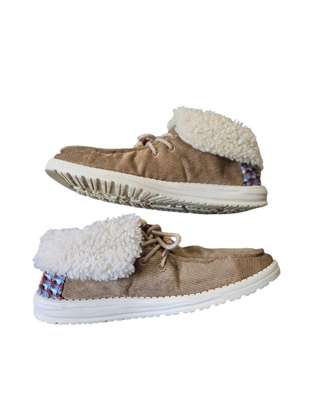 Hey Dude Wendy Britt Corduroy Nut Women's Shoes With Sherpa Collar